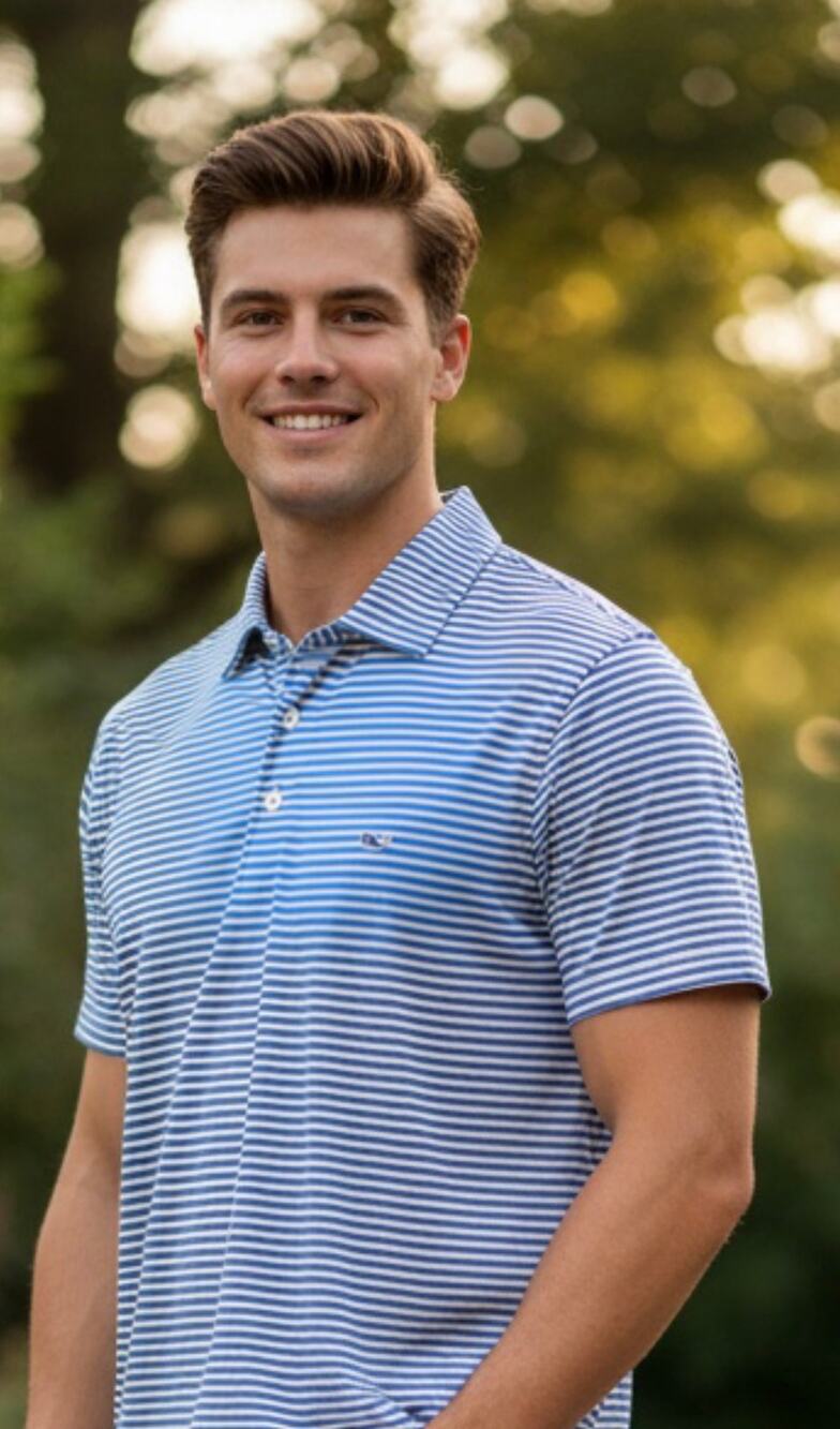 Vineyard Vines Performance Shirt Blue Men’s L Striped Short Sleeve Polo Collar
